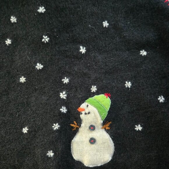 Vintage Coldwater Creek Ugly Christmas Sweater Vest Cardigan Size S Snowmen - Picture 6 of 7